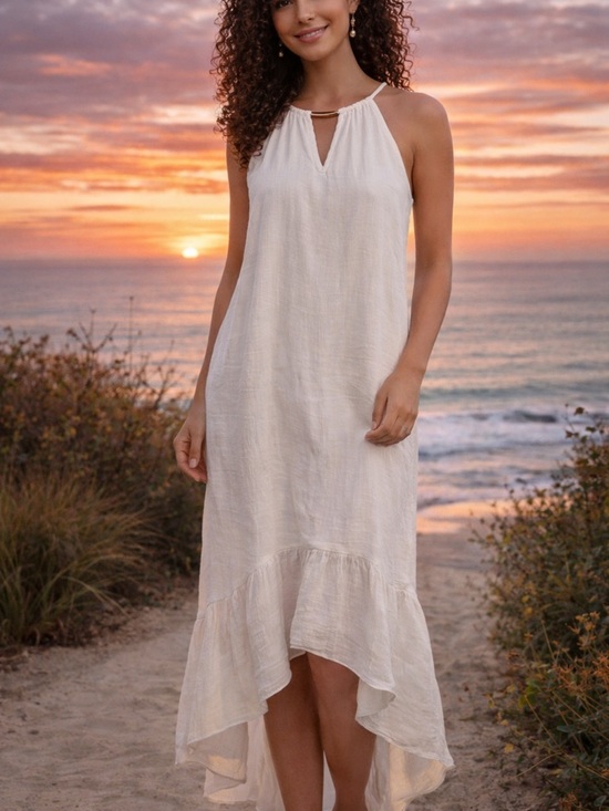 Mlle Gabrielle Dresses & Skirts - Mlle Gabrielle- White Sleeveless High-Low Maxi Dress size Medium